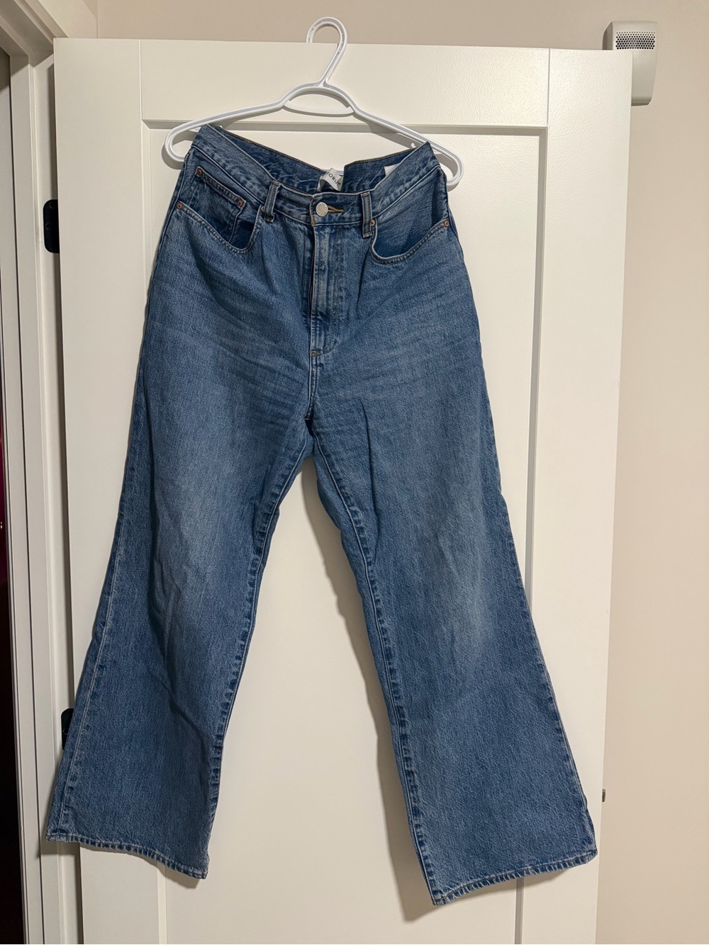 Denim Forum Wide-Leg High-Rise Jeans in Blue Wash
